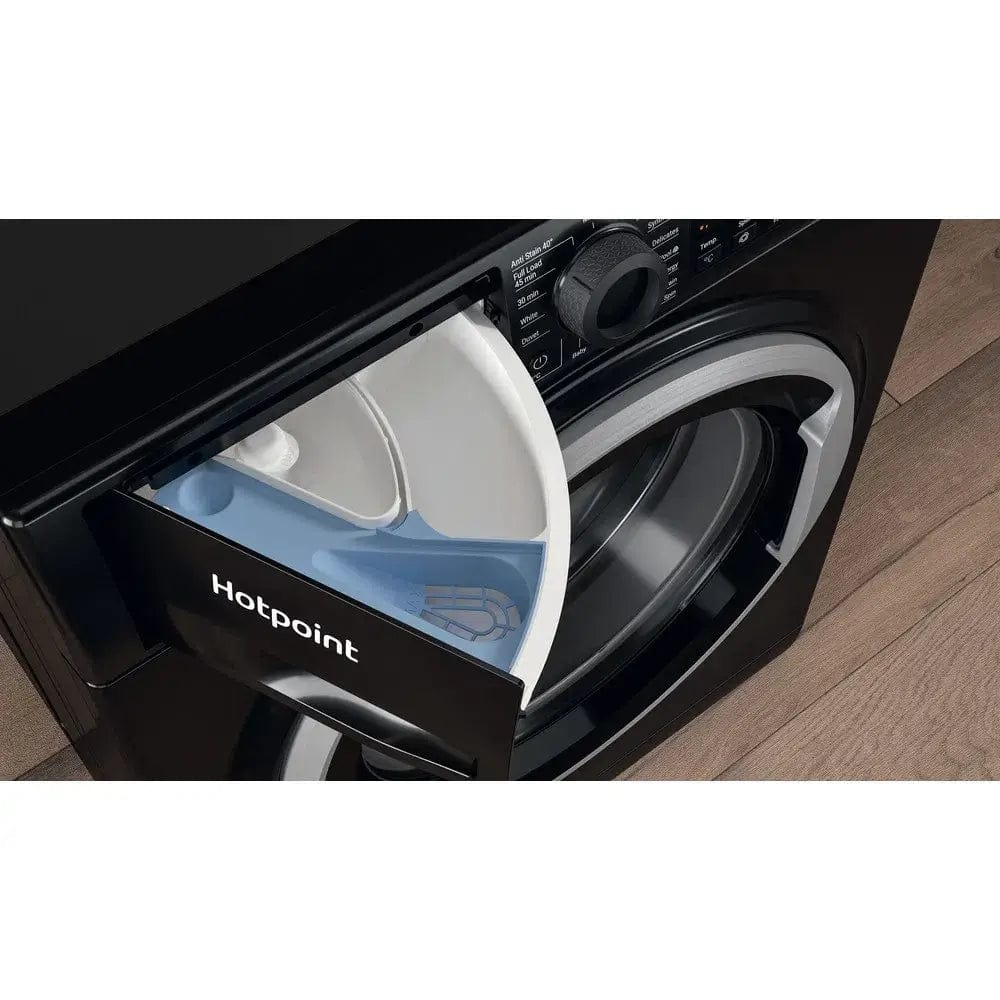 Hotpoint NSWM965CBSUKN 9Kg Freestanding Washing Machine with 1600 Rpm, 59.5cm Wide - Black | Atlantic Electrics - 39478033154271 