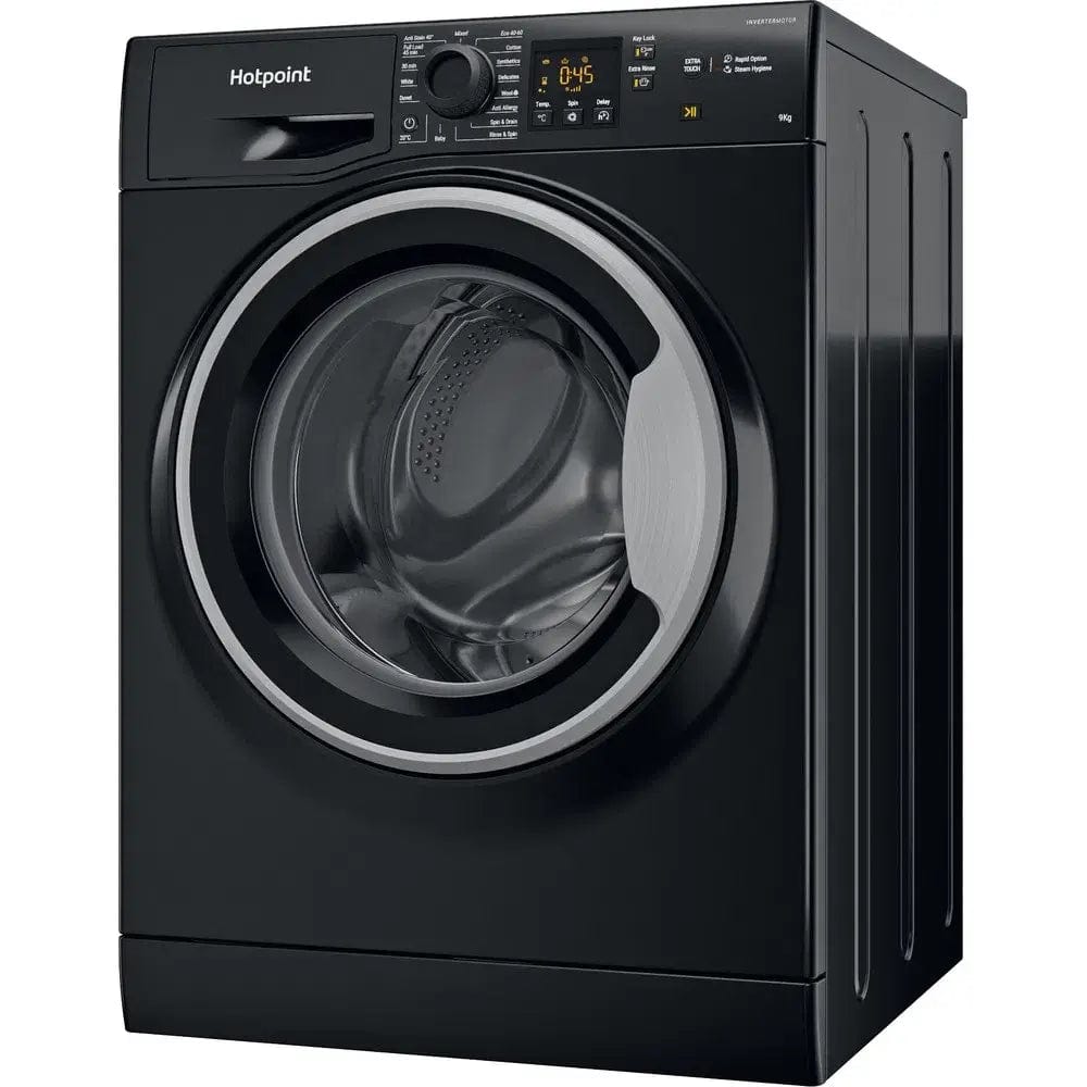 Hotpoint NSWM965CBSUKN 9Kg Freestanding Washing Machine with 1600 Rpm, 59.5cm Wide - Black | Atlantic Electrics - 39478033023199 