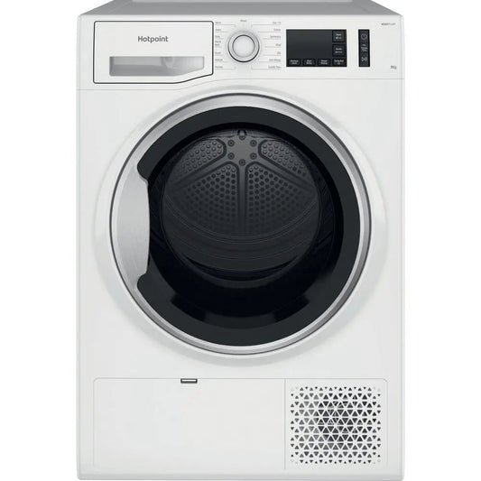 Hotpoint NTSM1182SKUK 8kg Heat Pump Condenser Dryer in White | Atlantic Electrics