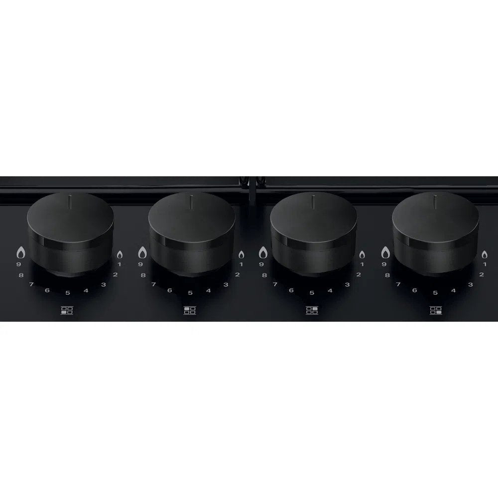 Hotpoint PPH60PFNB 55cm Wide Gas Hob, 4 Gas Burners - Black | Atlantic Electrics