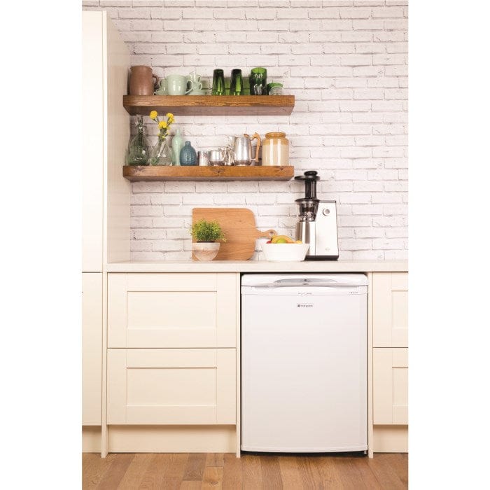 Hotpoint RLA36P 150 Litre Freestanding Under Counter Larder Fridge 85cm Tall Antibacterial Lining 60cm Wide - White | Atlantic Electrics