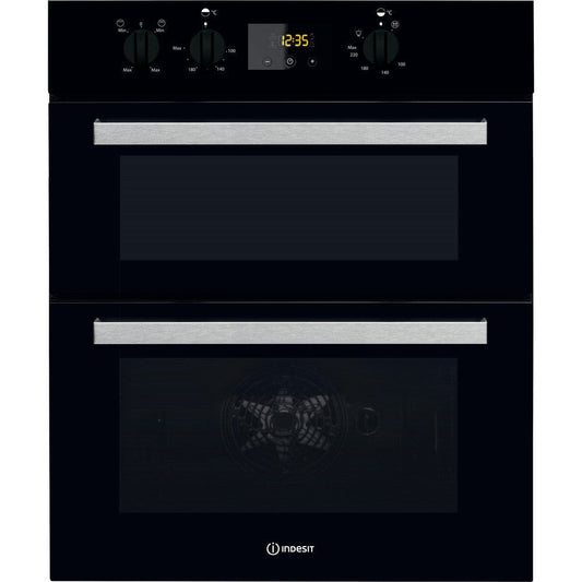 Indesit Aria IDU6340BL Built Under Double Oven With Feet - Black - B-B Rated | Atlantic Electrics