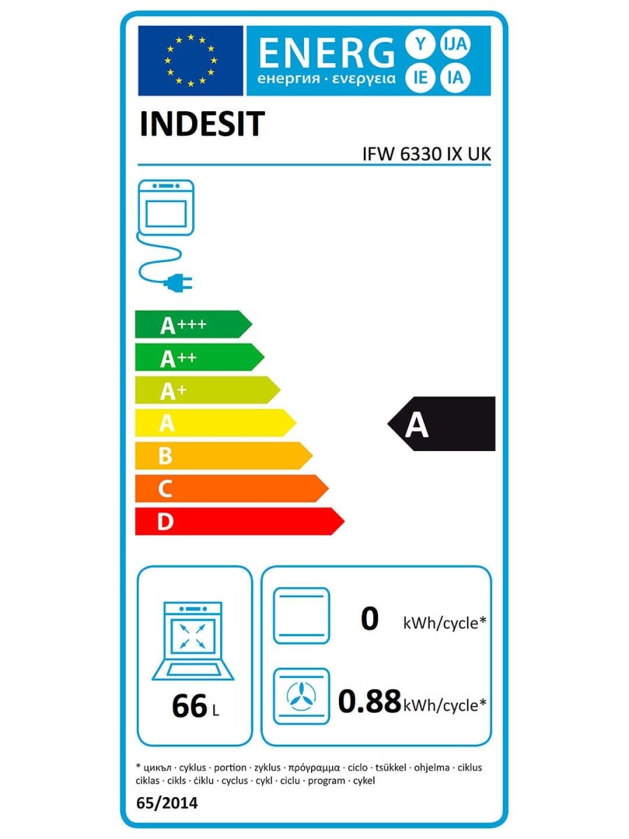 Indesit Aria IFW6330IX Built In Electric Single Oven 66 litre - Stainless Steel - A Rated | Atlantic Electrics