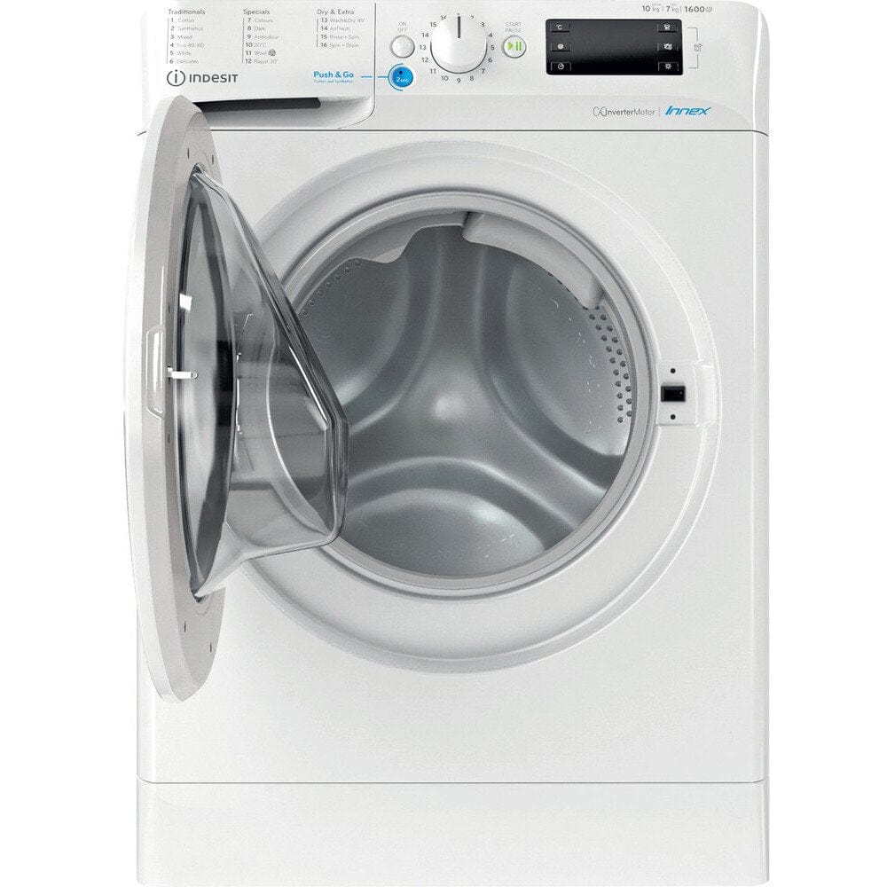 Indesit BDE107625XWUKN 10Kg / 7Kg Washer Dryer With 1600 Rpm, 59.5cm Wide - White | Atlantic Electrics