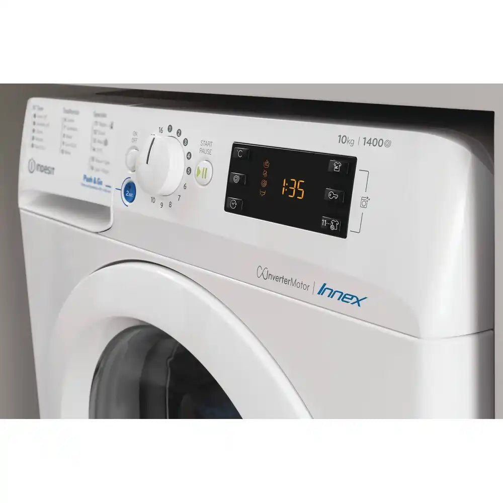 Indesit BWE101486XWUKN Freestanding Washing Machine 10Kg 1400 rpm, 59.5cm Wide - White | Atlantic Electrics - 40743695384799 