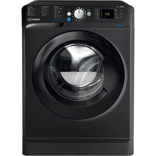 Indesit BWE71452KUKN 7kg 1400rpm Freestanding Washing Machine - Black | Atlantic Electrics