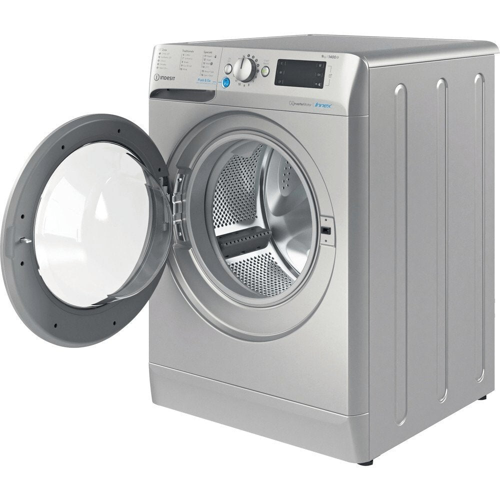 Indesit BWE91496XSUKN 9kg Washing Machine, 1400 rpm, 59.5cm Wide - Silver | Atlantic Electrics - 39478070280415 