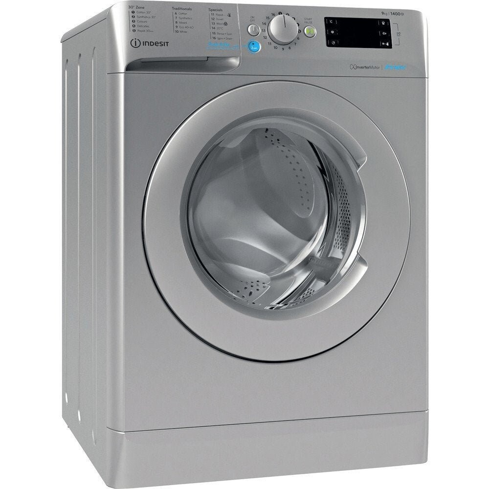 Indesit BWE91496XSUKN 9kg Washing Machine, 1400 rpm, 59.5cm Wide - Silver | Atlantic Electrics - 39478070214879 