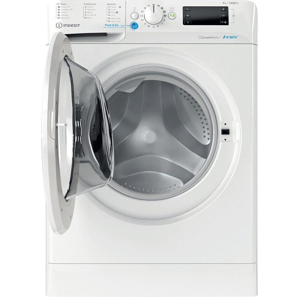 Indesit BWE91496XWUKN 9kg Washing Machine, 1400 rpm, 59.5cm Wide - White | Atlantic Electrics - 39478072148191 