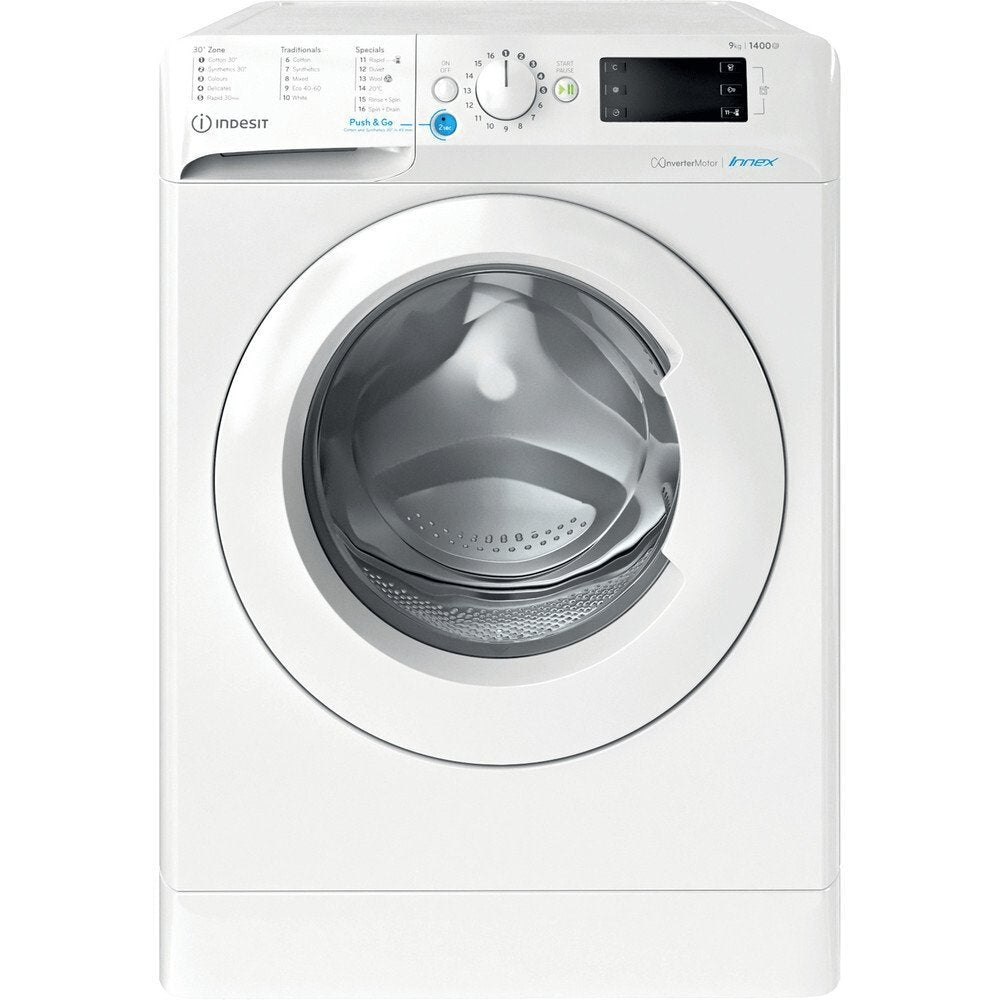 Indesit BWE91496XWUKN 9kg Washing Machine, 1400 rpm, 59.5cm Wide - White | Atlantic Electrics - 39478072082655 