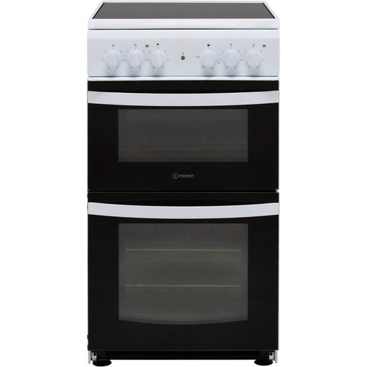 Indesit Cloe ID5V92KMW Twin Cavity Electric Cooker with Ceramic Hob - White - A Rated | Atlantic Electrics