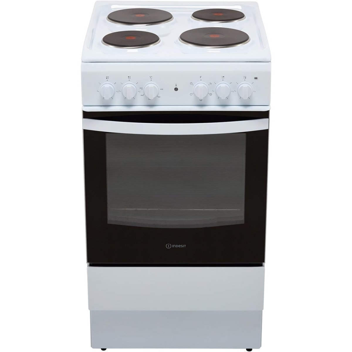 Indesit Cloe IS5E4KHW 50cm Electric Cooker with Solid Plate Hob - White | Atlantic Electrics