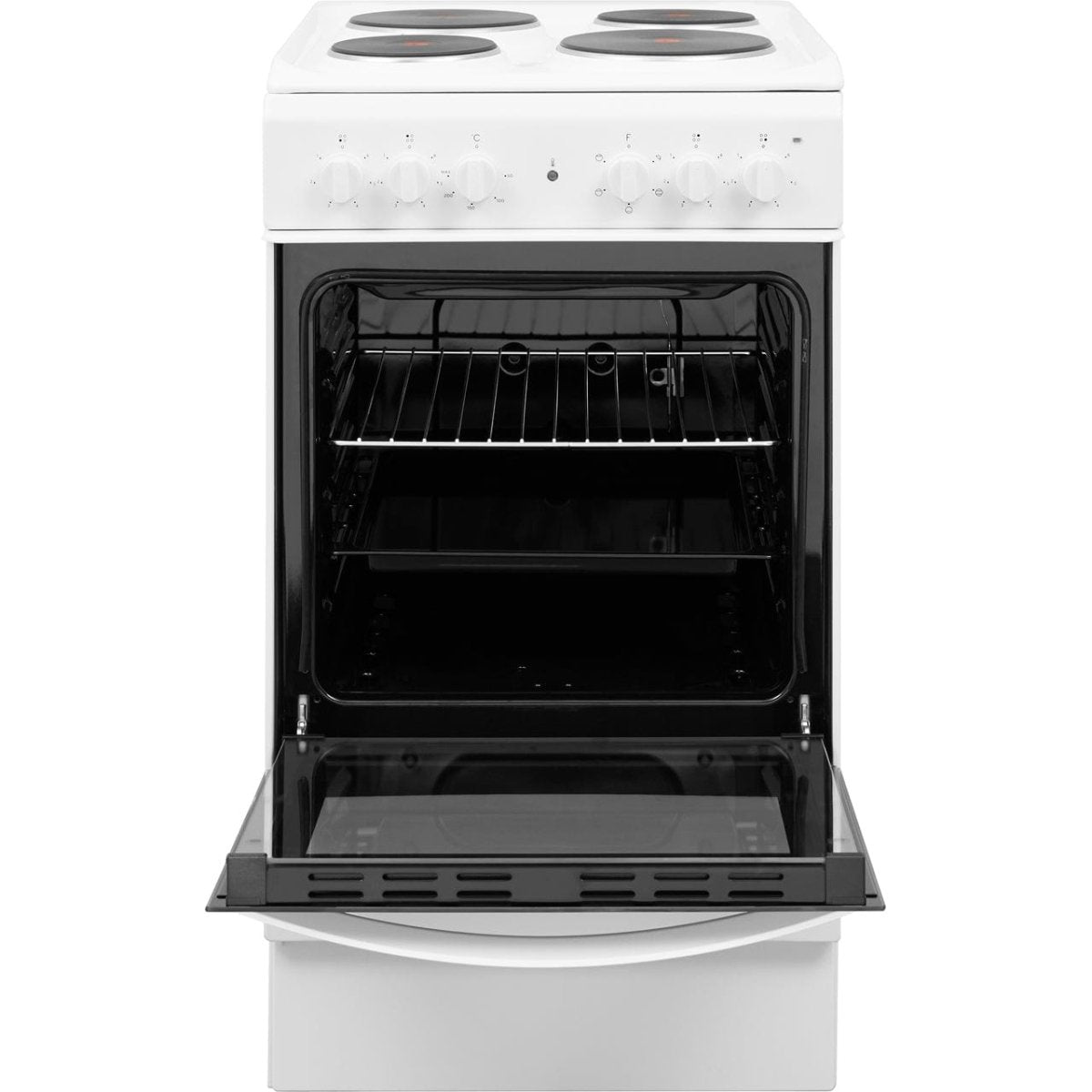 Indesit Cloe IS5E4KHW 50cm Electric Cooker with Solid Plate Hob - White | Atlantic Electrics