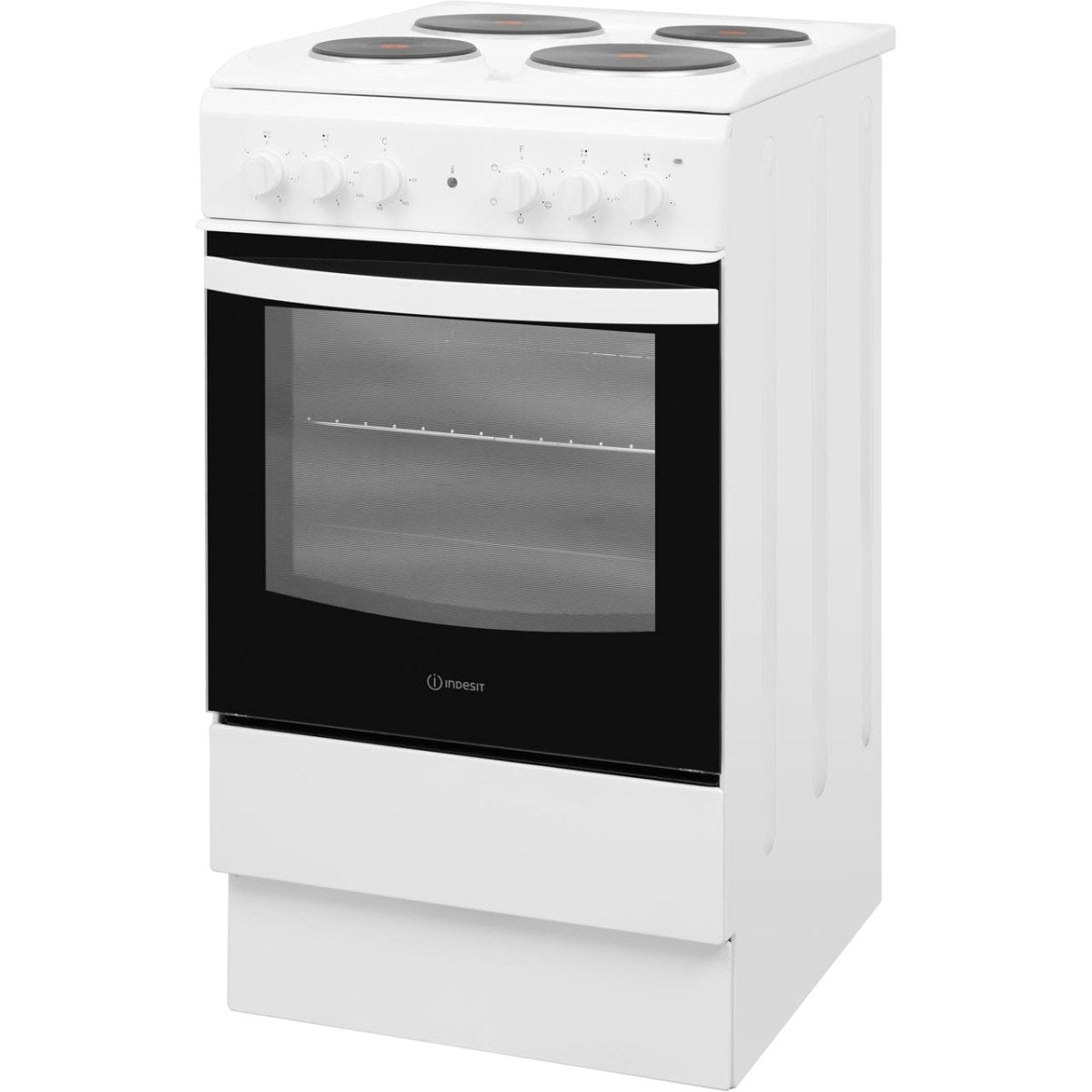 Indesit Cloe IS5E4KHW 50cm Electric Cooker with Solid Plate Hob - White | Atlantic Electrics