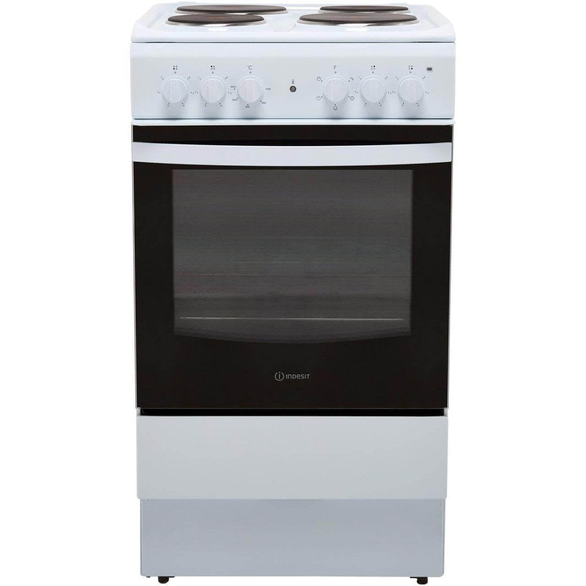 Indesit Cloe IS5E4KHW 50cm Electric Cooker with Solid Plate Hob - White | Atlantic Electrics