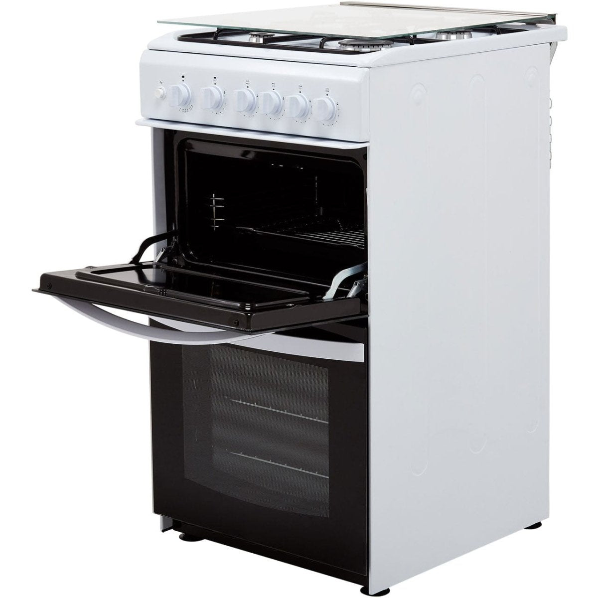 Indesit ID5G00KMWL 50cm Double Cavity Gas Cooker With Lid - White | Atlantic Electrics