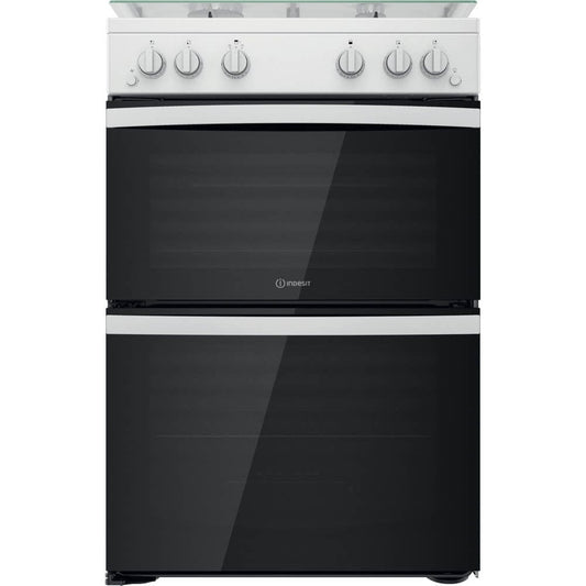 Indesit ID67G0MCWUK 60cm Gas Cooker in White Double Oven Gas Hob | Atlantic Electrics