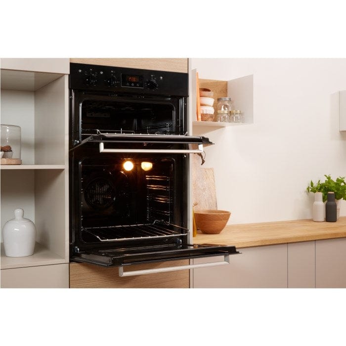 Indesit IDD6340BL Aria Electric Built In Double Oven - Black | Atlantic Electrics