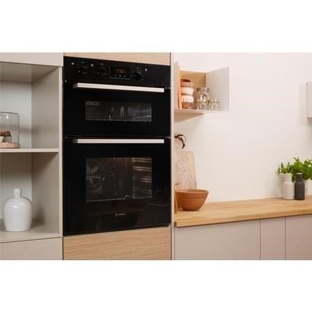 Indesit IDD6340BL Aria Electric Built In Double Oven - Black | Atlantic Electrics