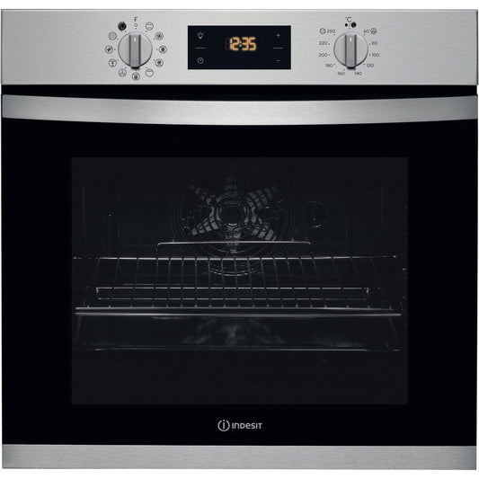 Indesit IFW3841PIX Multifunction Electric Built-in Single Oven With Pyrolytic Cleaning - Stainless Steel | Atlantic Electrics