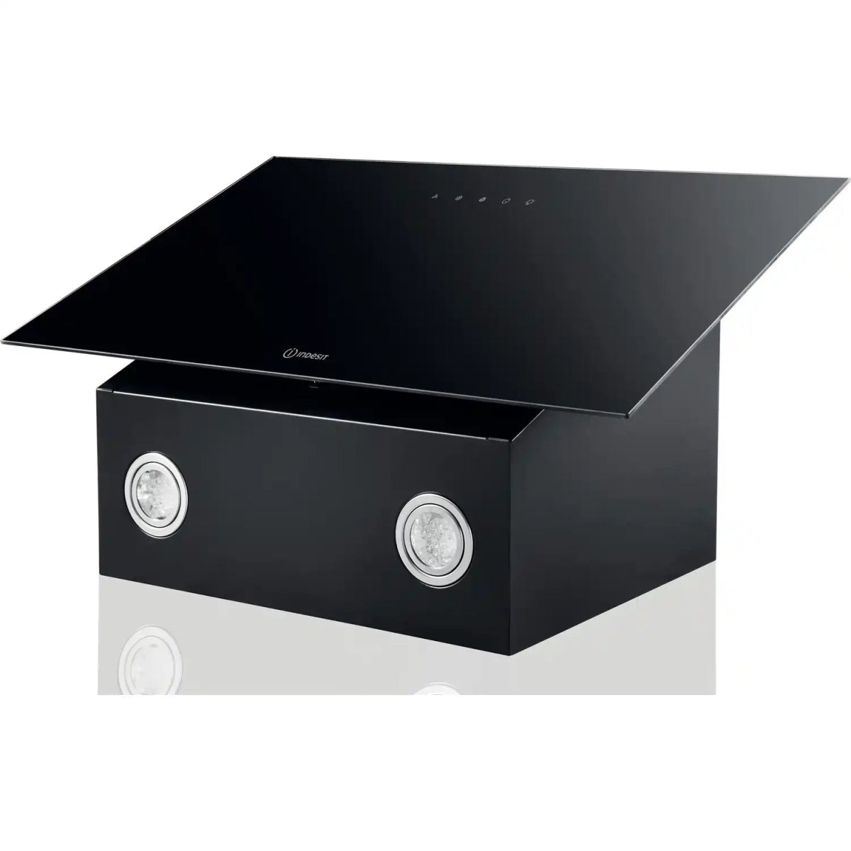 Indesit IHVP62FLTK 60cm Chimney Cooker Hood - Black | Atlantic Electrics