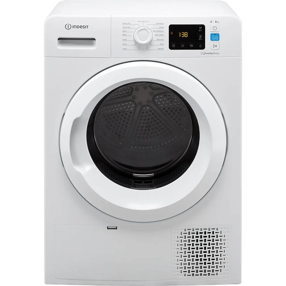 Indesit YTM1183XUK Freestanding Heat Pump Tumble Dryer, 8 Kg 59.5cm Wide - White | Atlantic Electrics - 39478105997535 