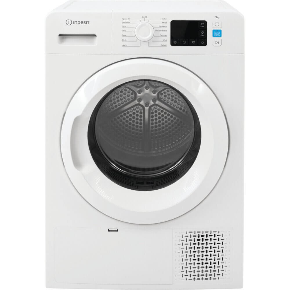 Indesit YTM1192XUK 9Kg Heat Pump Condenser Dryer In White | Atlantic Electrics - 39776077021407 