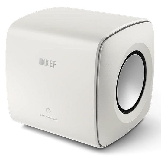 Kef KC62 1000W Ultra Compact Subwoofer - Mineral White | Atlantic Electrics