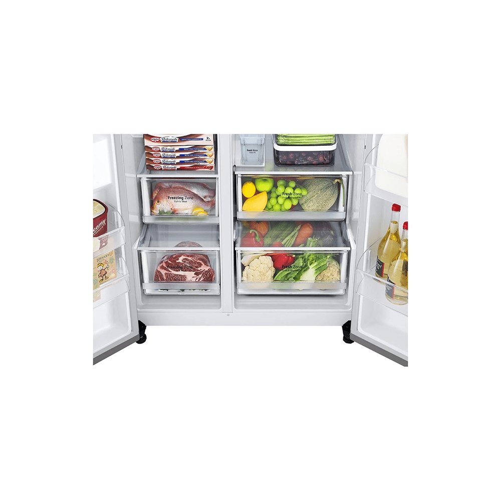 LG NatureFRESH™ GSLV71PZTF Non-Plumbed Total No Frost American Fridge Freezer - Steel | Atlantic Electrics