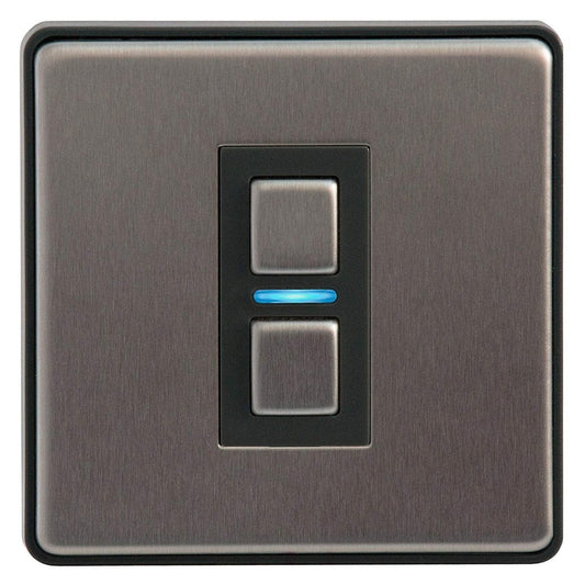 Lightwave L21 Smart Series Dimmer, 350 W, 230 V, Stainless Steel, 1 Gang | Atlantic Electrics