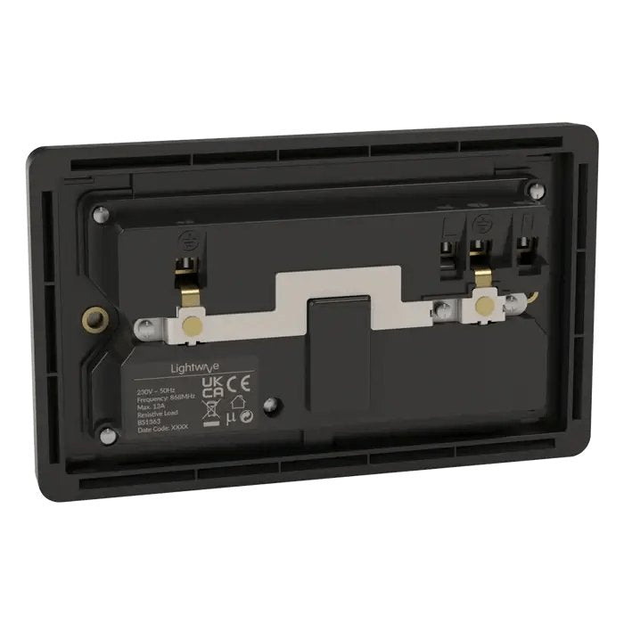 Lightwave LP42MK2 Smart Socket 2 gang, 3000 W, 230 V, Stainless Steel | Atlantic Electrics - 39478243623135 