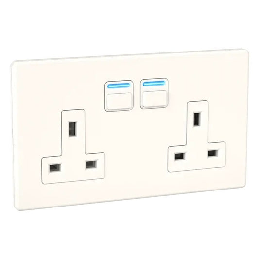 Lightwave LP42MK2 Smart Socket 2 gang, 3000 W, 230 V, White | Atlantic Electrics