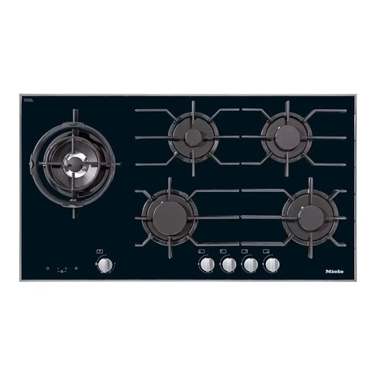 Miele KM3054-1 Gas Hob, 5 Burners Including 1 Dual Wok, 94.2cm Wide - Stainless Steel | Atlantic Electrics