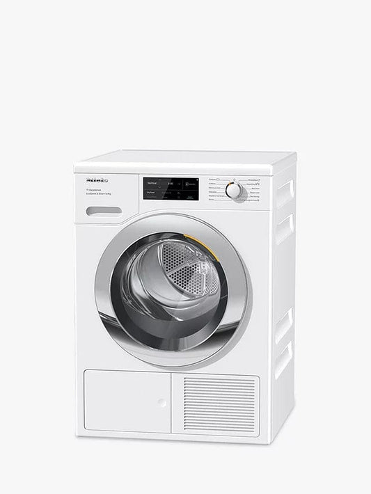 Miele TEL785WP Freestanding Heat Pump Tumble Dryer, 9kg Load, White | Atlantic Electrics