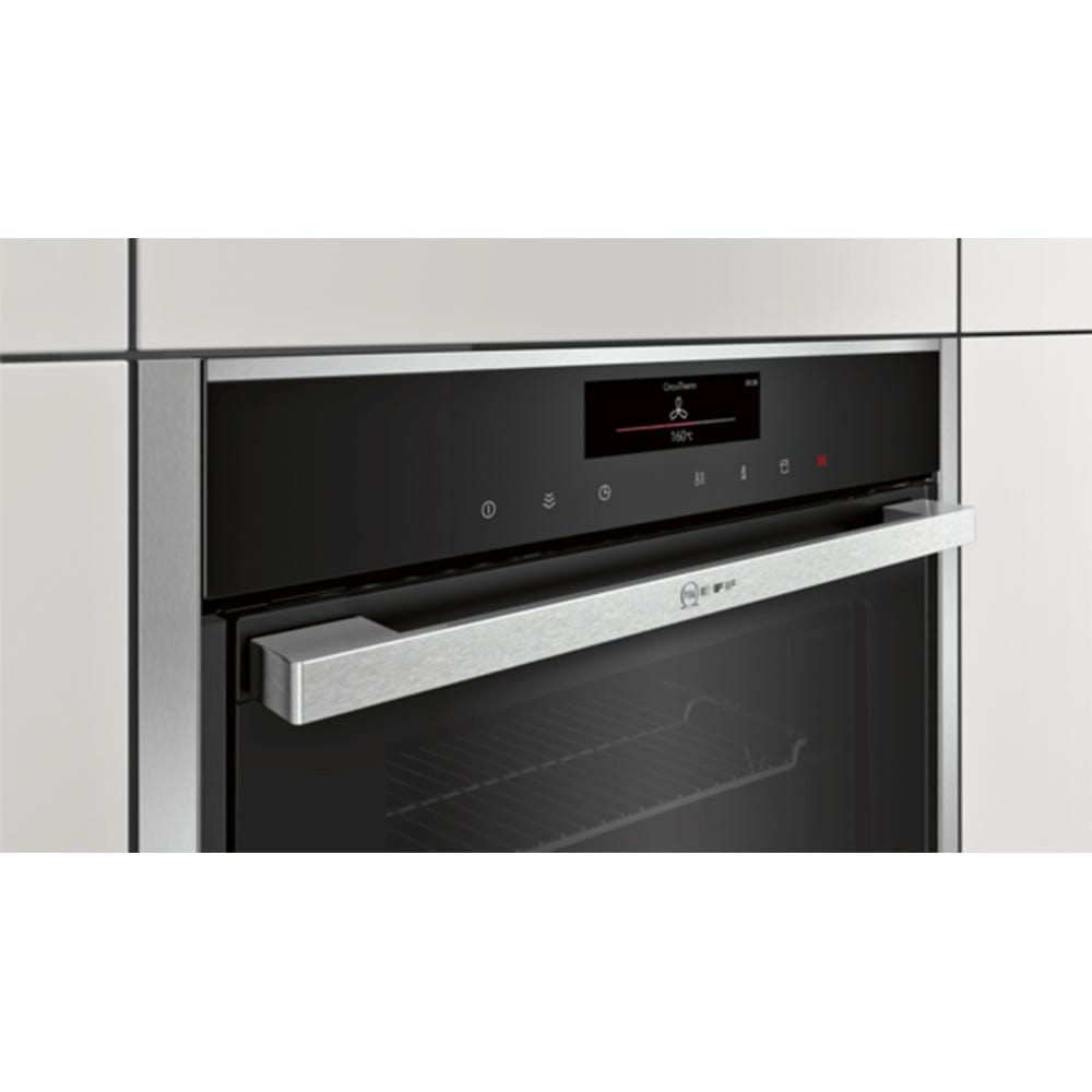 Neff B48FT78H0B N90 Multifunction Slide&Hide Wifi Connected Built In Electric Single Oven with added Steam Function - Stainless Steel | Atlantic Electrics - 39478280323295 