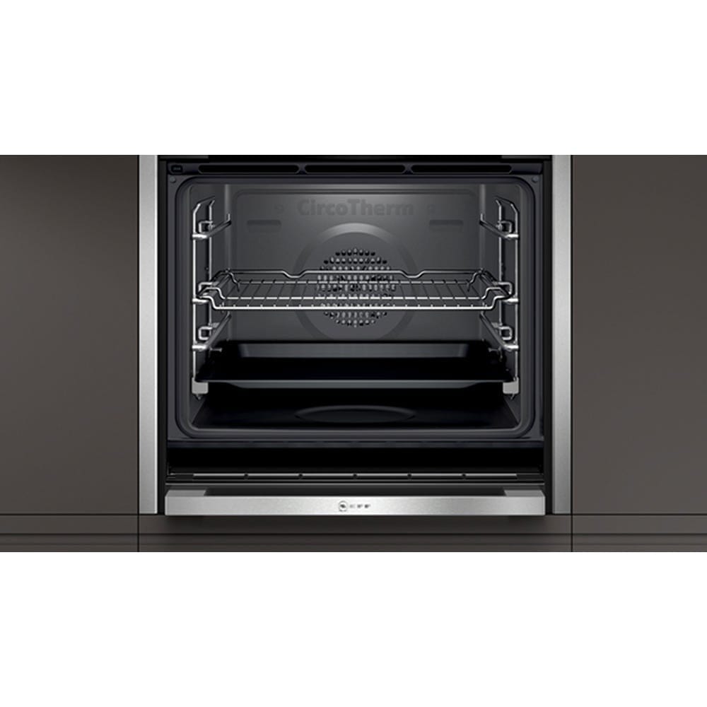 Neff B48FT78H0B N90 Multifunction Slide&Hide Wifi Connected Built In Electric Single Oven with added Steam Function - Stainless Steel | Atlantic Electrics