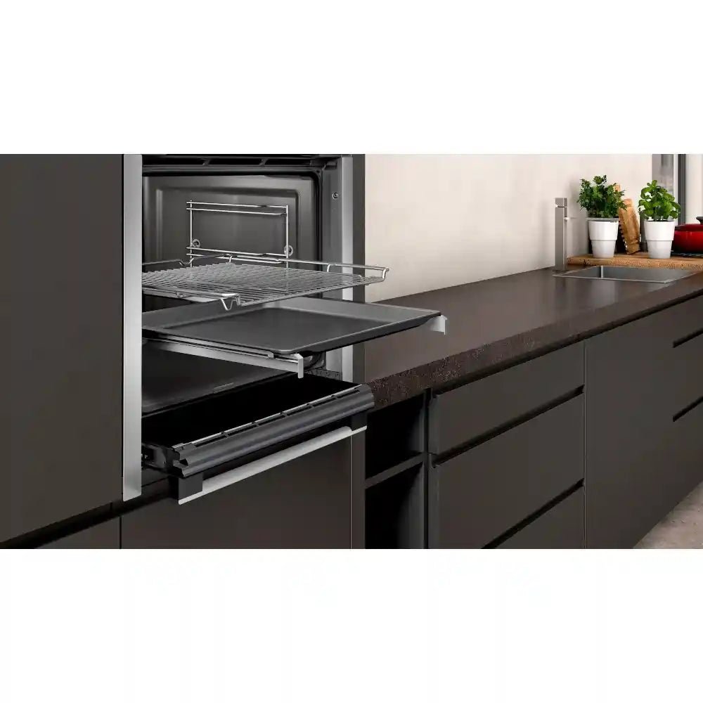 NEFF N50 Slide&Hide B6ACH7HH0B Wifi Connected Built In Electric Single Oven - Stainless Steel | Atlantic Electrics - 40157536256223 