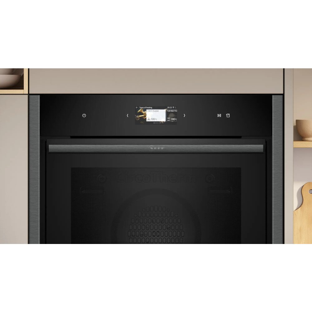 Neff N90 Slide and Hide B64FS31G0B Built-In Electric Single Oven with Steam Function - Graphite | Atlantic Electrics - 40547455664351 