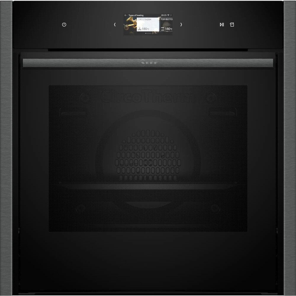 Neff N90 Slide and Hide B64FS31G0B Built-In Electric Single Oven with Steam Function - Graphite | Atlantic Electrics - 40547455631583 