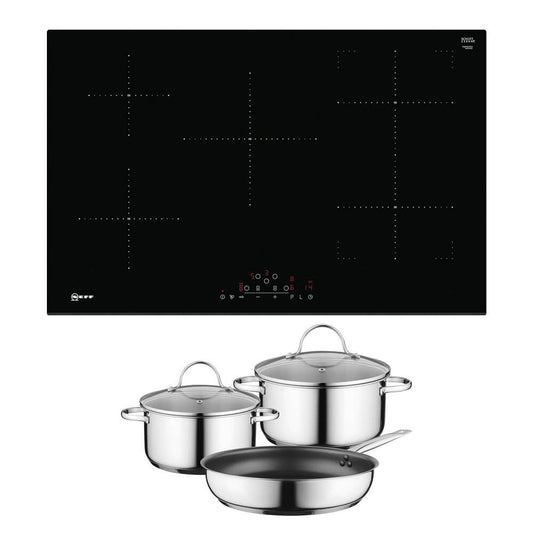 Neff T48FD23X2KIT 80cm Induction Hob with CombiZone - Black (Free Pan Set) | Atlantic Electrics