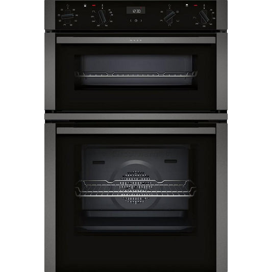 Neff U1ACE2HG0B 59.4cm Built In Electric Double Oven Black with Graphite Trim | Atlantic Electrics