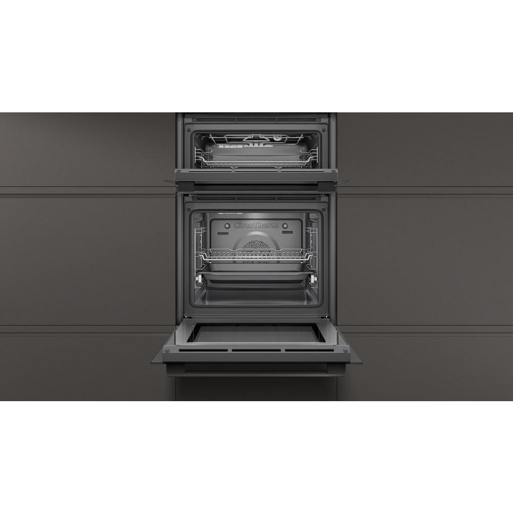 Neff U1ACE2HG0B 59.4cm Built In Electric Double Oven Black with Graphite Trim | Atlantic Electrics