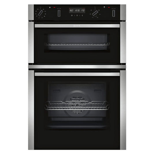 NEFF U2ACM7HN0B Built-In Electric Double Oven, 34 Litre Top Oven, 71 Litre Main Oven Stainless Steel | Atlantic Electrics