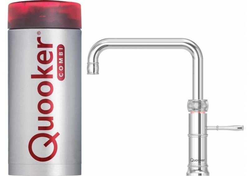 Quooker Classic Fusion Square COMBI 2.2 Stainless Steel 3 in 1 Boiling Water Tap with 7 Liters Tank | Atlantic Electrics - 41499209072863 