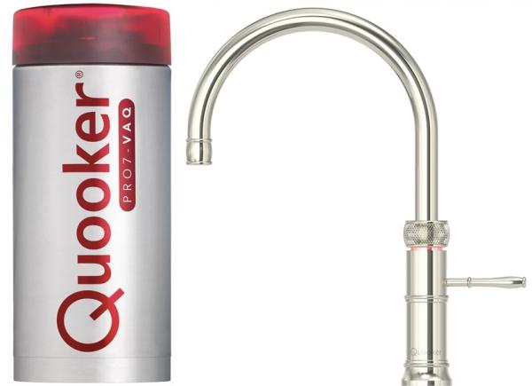 Quooker Classic Fusion Round PRO7 Nickel 3 in 1 Boiling Water Tap with 7 Liters Tank | Atlantic Electrics - 41576612987103 
