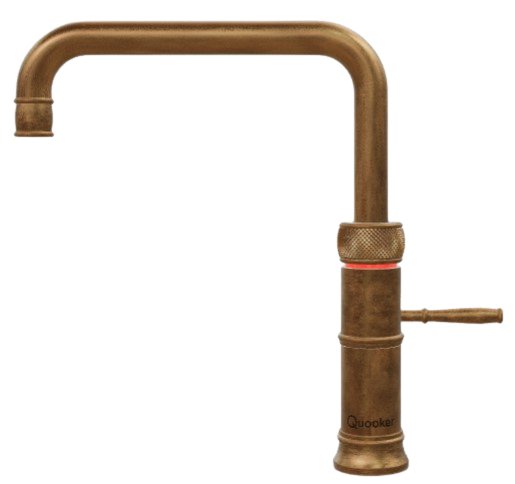 Quooker Classic Fusion Square PRO3 Patinated Brass 3 in 1 Boiling Water Tap with 3 Liters Tank | Atlantic Electrics