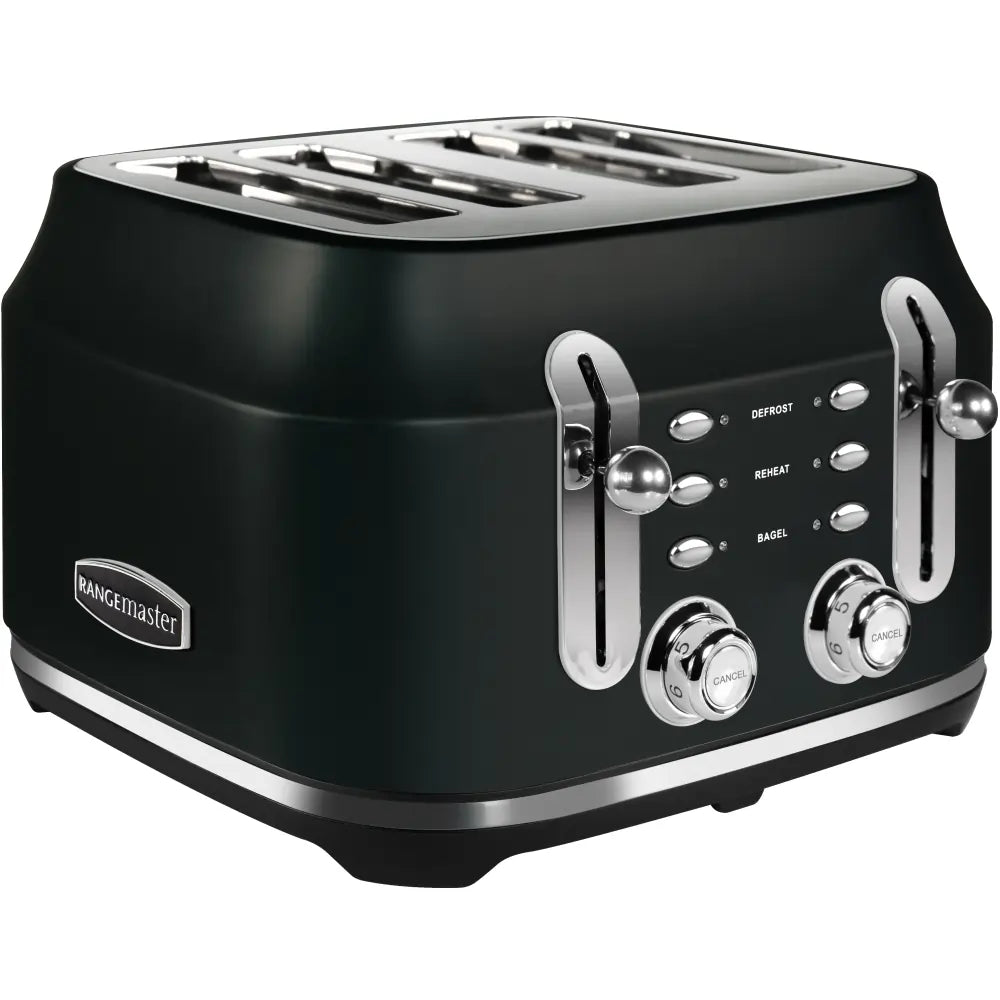 Rangemaster RMCL4S201BK 2100W 4 Slice Toaster - Matte Black | Atlantic Electrics - 40492848808159 