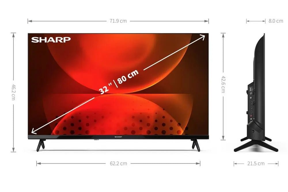 Sharp 1TC32FH2KL2AB 32" HD Ready LED Android Smart TV Chromecast Black | Atlantic Electrics - 40182537584863 