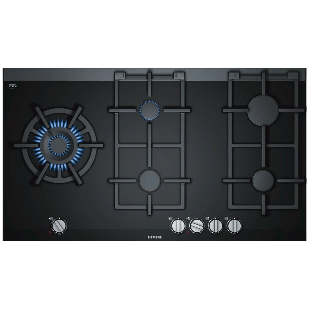 SIEMENS iQ700 ER9A6SD70 Gas Hob, 5 Burners, Ceramic, 91.2cm Wide - Black | Atlantic Electrics - 39478425780447 