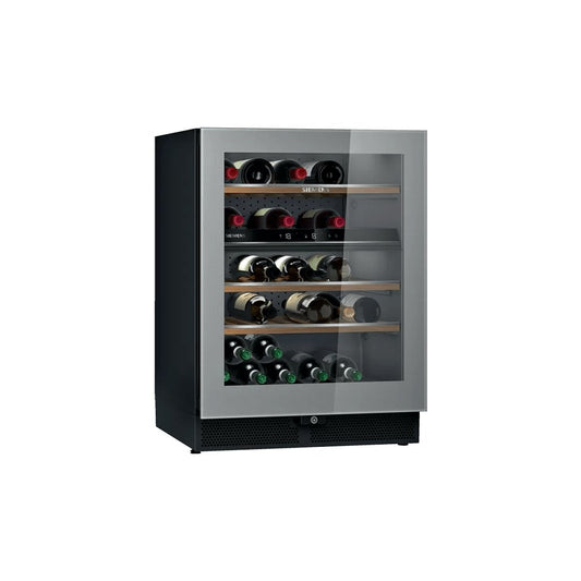 Siemens KW16KATGAG iQ500 Wine Cooler with Glass Door, 60cm Wide - Black with Stainless Steel Door | Atlantic Electrics